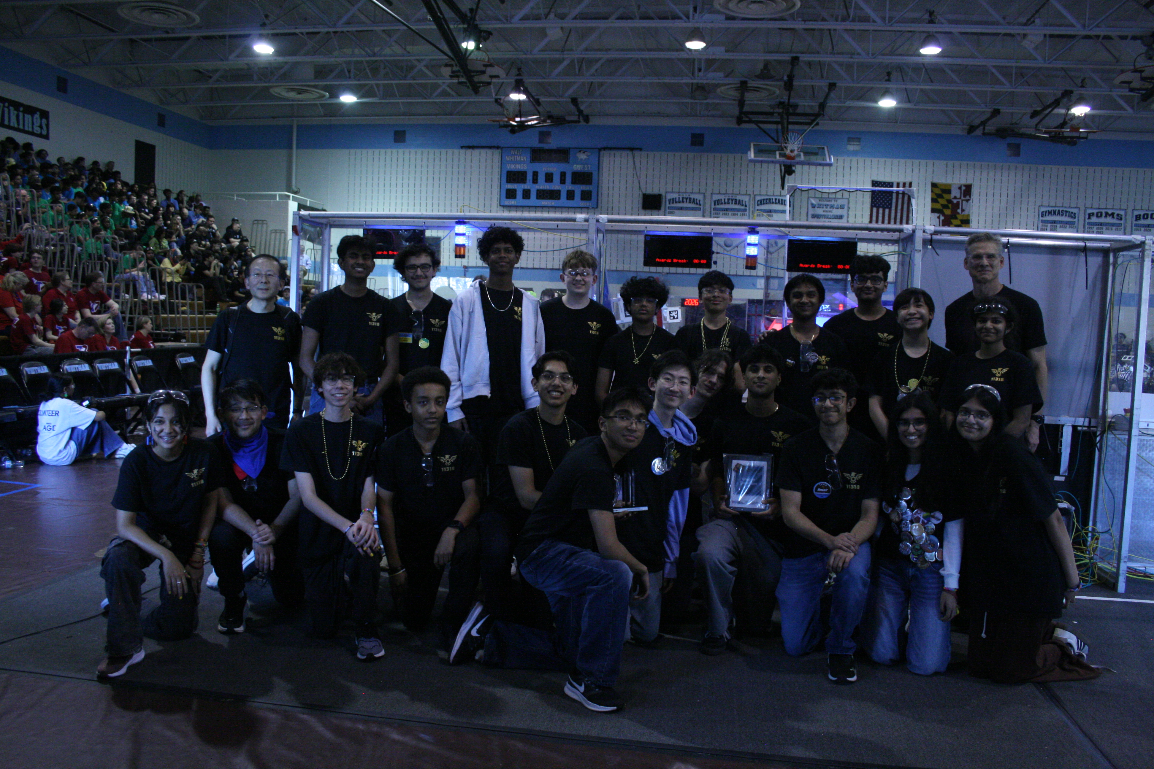 Freedom Eagles Robotics (FRC 11318) team photo after earning Rookie All Star at the FCH District Bethesda MD Event.