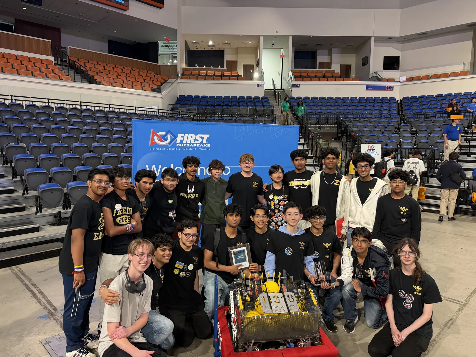 Freedom Robotics team gathered at a competition